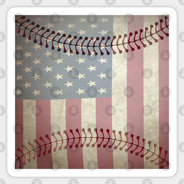 Baseball American USA Flag Vintage Design Baseball Sticker by tamdevo1